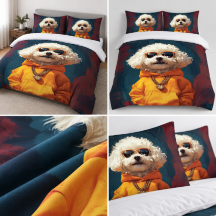 Lenjerie pat dublu 5 D DIGITAL PRINT cu elastic 6 piese 5D45