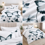 Lenjerie pat dublu 5 D DIGITAL PRINT cu elastic 6 piese 5D76