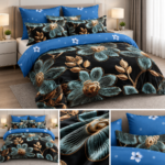 Lenjerie pat dublu 5 D DIGITAL PRINT flori cu elastic 5D15