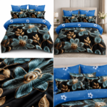 Lenjerie pat dublu 5 D DIGITAL PRINT flori cu elastic 5D15