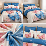 Lenjerie pat dublu 5 D DIGITAL PRINT fluturi cu elastic 5D31