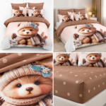 Lenjerie pat dublu 5 D DIGITAL PRINT urs cu elastic 5D36