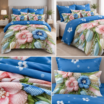 Lenjerie pat dublu  5D DIGITAL PRINT cu elastic 5D62