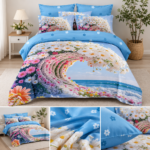 Lenjerie pat dublu  5D DIGITAL PRINT cu elastic 5D63