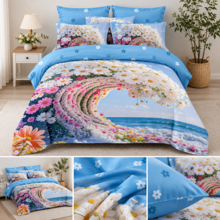 Lenjerie pat dublu  5D DIGITAL PRINT cu elastic 5D63