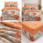 Lenjerie pat dublu cu flori 5D DIGITAL PRINT cu elastic 5D72