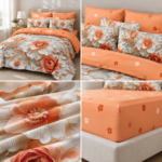 Lenjerie pat dublu cu flori 5D DIGITAL PRINT cu elastic 5D72