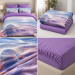 Lenjerie pat dublu cu scoici 5D DIGITAL PRINT cu elastic 5D99