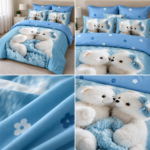 Lenjerie pat dublu cu ursuleti 5D DIGITAL PRINT cu elastic 5D92