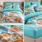 Lenjerie pat dublu custele de mare 5D DIGITAL PRINT cu elastic 5D96