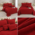 Set Cuvertura de Pat din catifea red