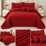 Set Cuvertura de Pat din catifea red
