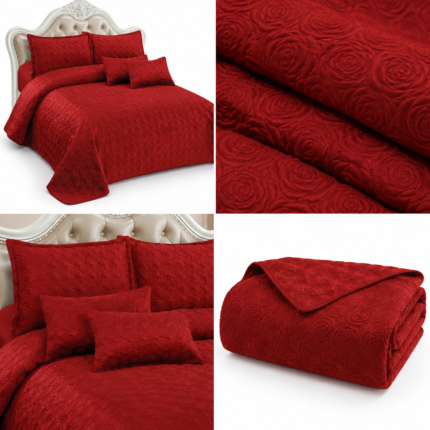 Set Cuvertura de Pat din catifea red