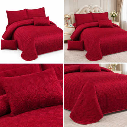 Set Cuvertura de Pat din catifea red