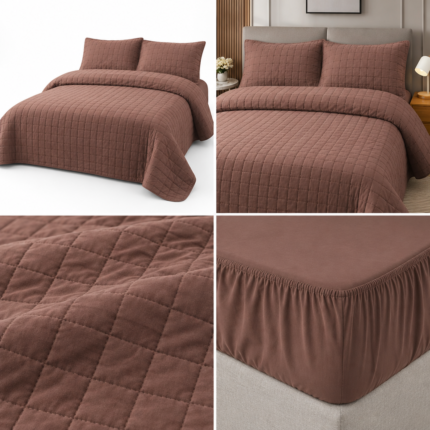 Set Cuvertura Pat + husa de pat cu elastic+2 Fete Perna CVEY04